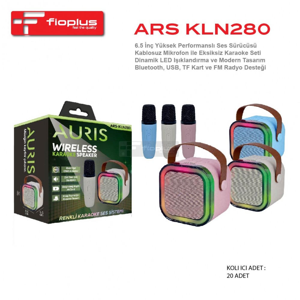 Fioplus FIO KLN280 6.5 İnç Kablosuz Mikrofonlu Dinamik LED Işıklandırmalı Taşınabilir Karaoke Hoparlör Fioplus FIO KLN280 6.5 İnç Kablosuz Mikrofonlu Dinamik LED Işıklandırmalı Taşınabilir Karaoke Hoparlör