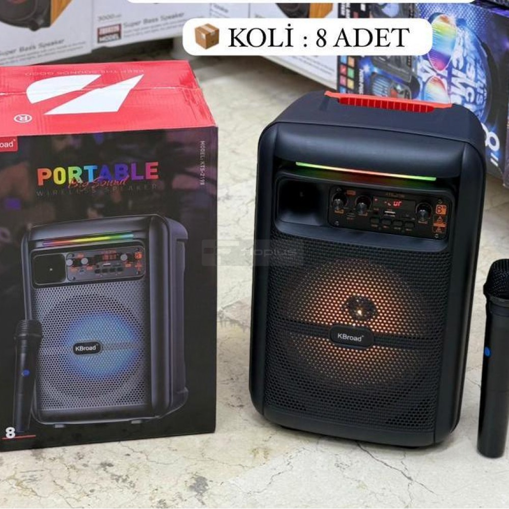 KTS-2198 8 İnç Kablosuz Mikrofonlu Hoparlör Ambians Şeridi Ve Işıklı KTS-2198 8 İnç Kablosuz Mikrofonlu Hoparlör Ambians Şeridi Ve Işıklı