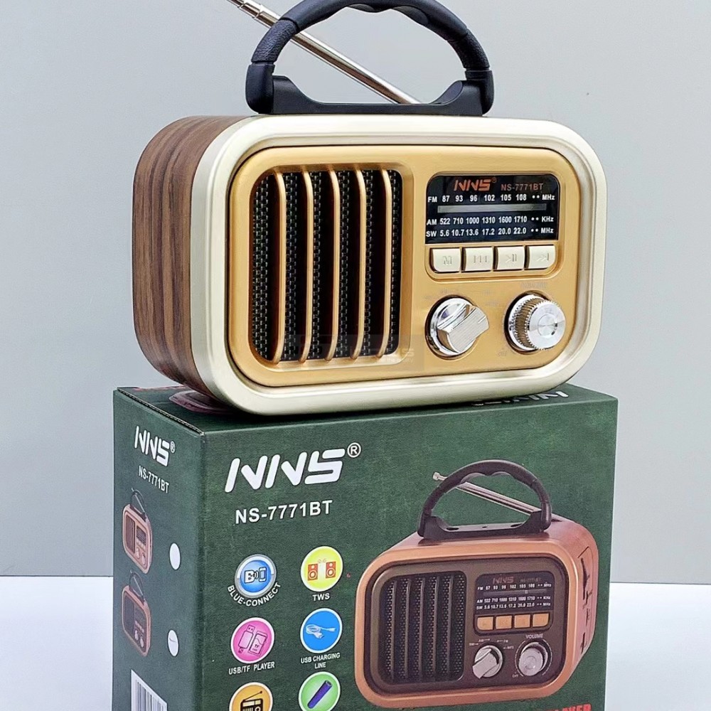 Fioplus FIO NS7771BT AM FM SW 3 Bant Radyolu Entegre El Fenerli Retro Taşınabilir Hoparlör