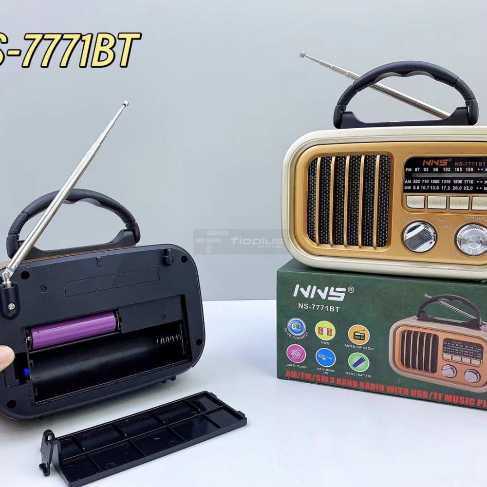 Fioplus FIO NS7771BT AM FM SW 3 Bant Radyolu Entegre El Fenerli Retro Taşınabilir Hoparlör