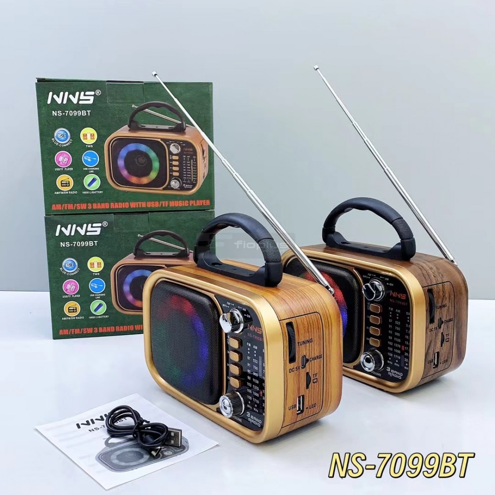 Fioplus FIO NS7771BT AM FM SW 3 Bant Radyolu Entegre El Fenerli Retro Taşınabilir Hoparlör