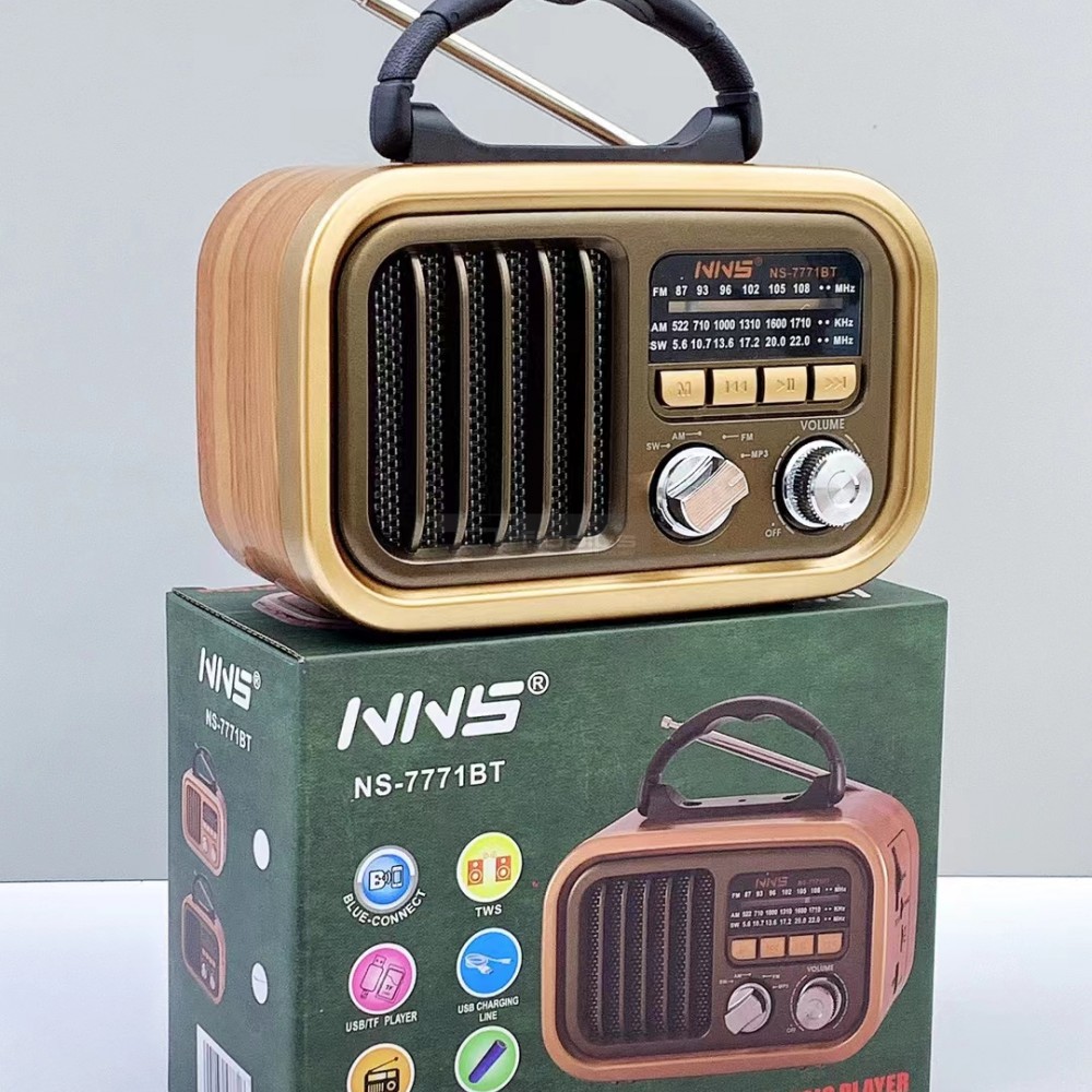 Fioplus FIO NS7771BT AM FM SW 3 Bant Radyolu Entegre El Fenerli Retro Taşınabilir Hoparlör