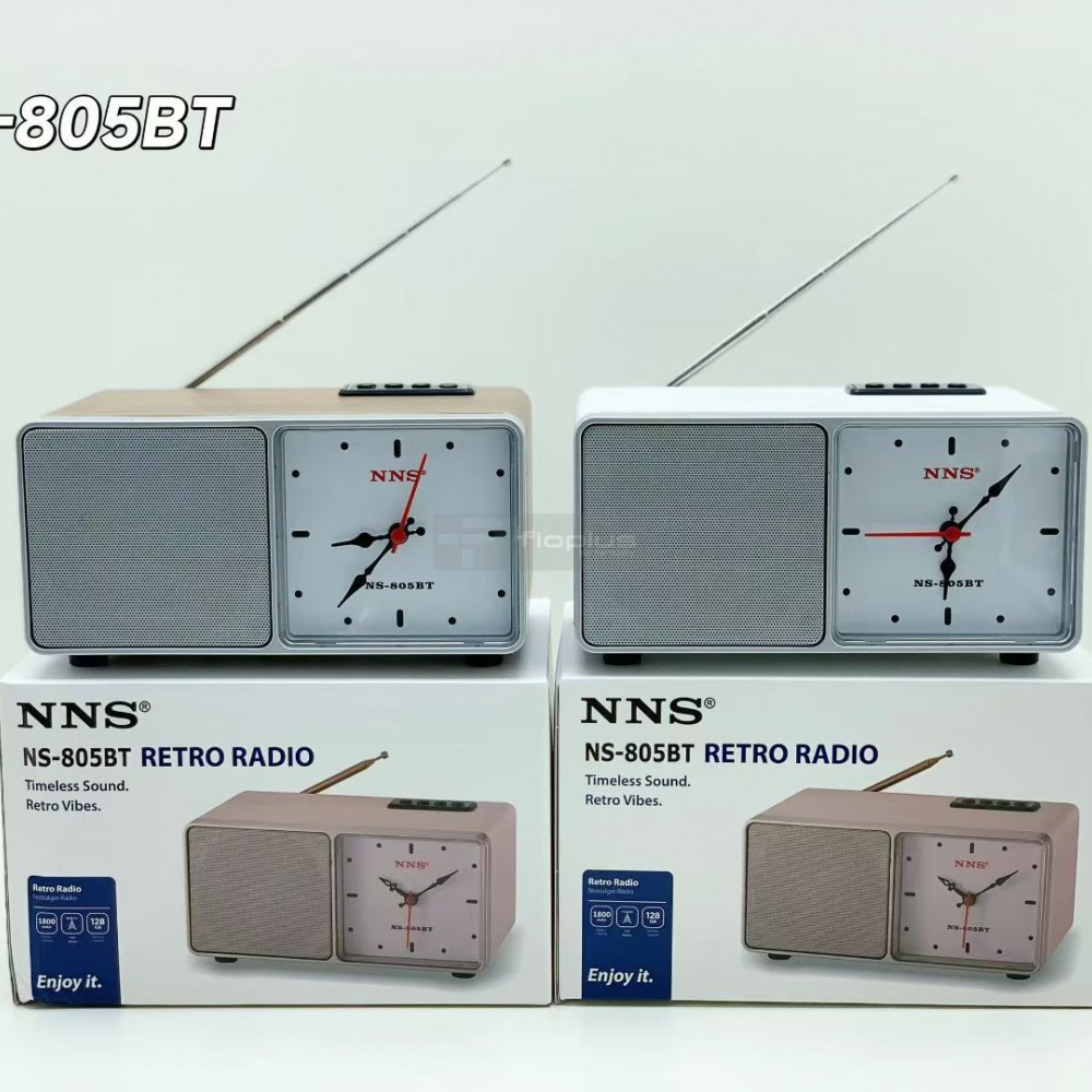 Fioplus Fio NS805BT Saatli Nostaljik Retro Ahşap Bluetooth Radyo