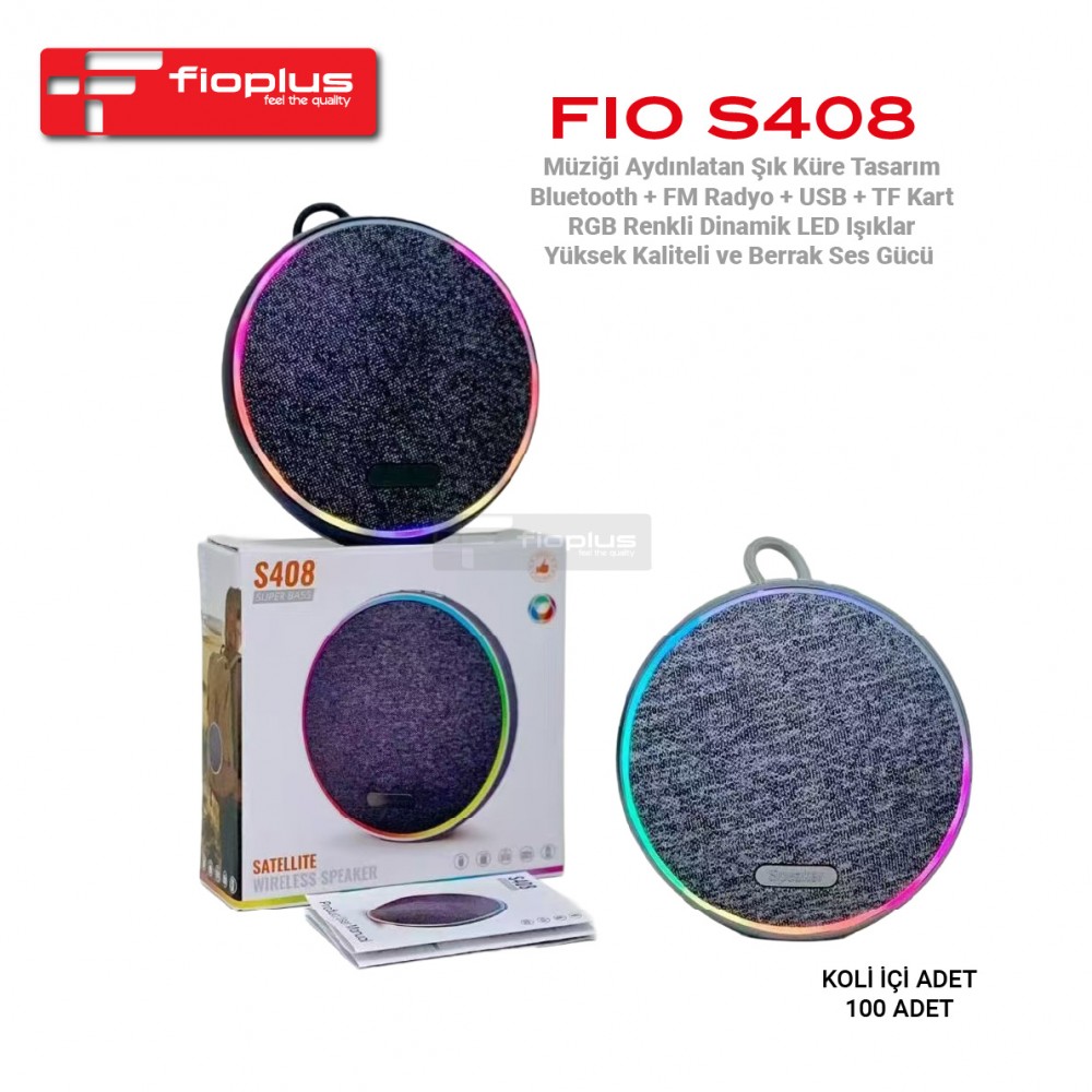 Fioplus FIO S408 Şık Küre Tasarımlı RGB LED Işıklı Taşınabilir Bluetooth Hoparlör Fioplus FIO S408 Şık Küre Tasarımlı RGB LED Işıklı Taşınabilir Bluetooth Hoparlör