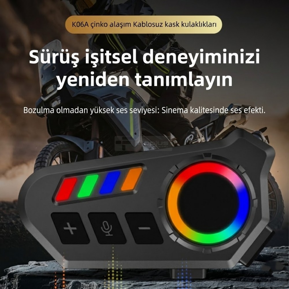 Fioplus FIO K06A RGB Işıklı 10 Kişilik Mesh İnterkom ve Kask Montajı