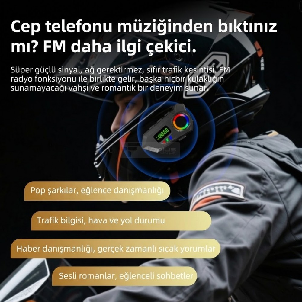 Fioplus FIO Y30A RGB Işıklı ve LED Ekranlı Motosiklet İnterkomu Görseli