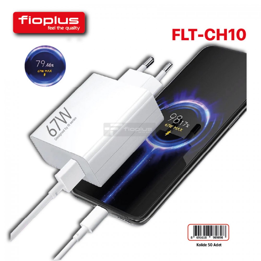 FIOPLUS FLT-CH10 67W Gold Şarj Cihazı Type-C Kablo Set FIOPLUS FLT-CH10 67W Gold Şarj Cihazı Type-C Kablo Set