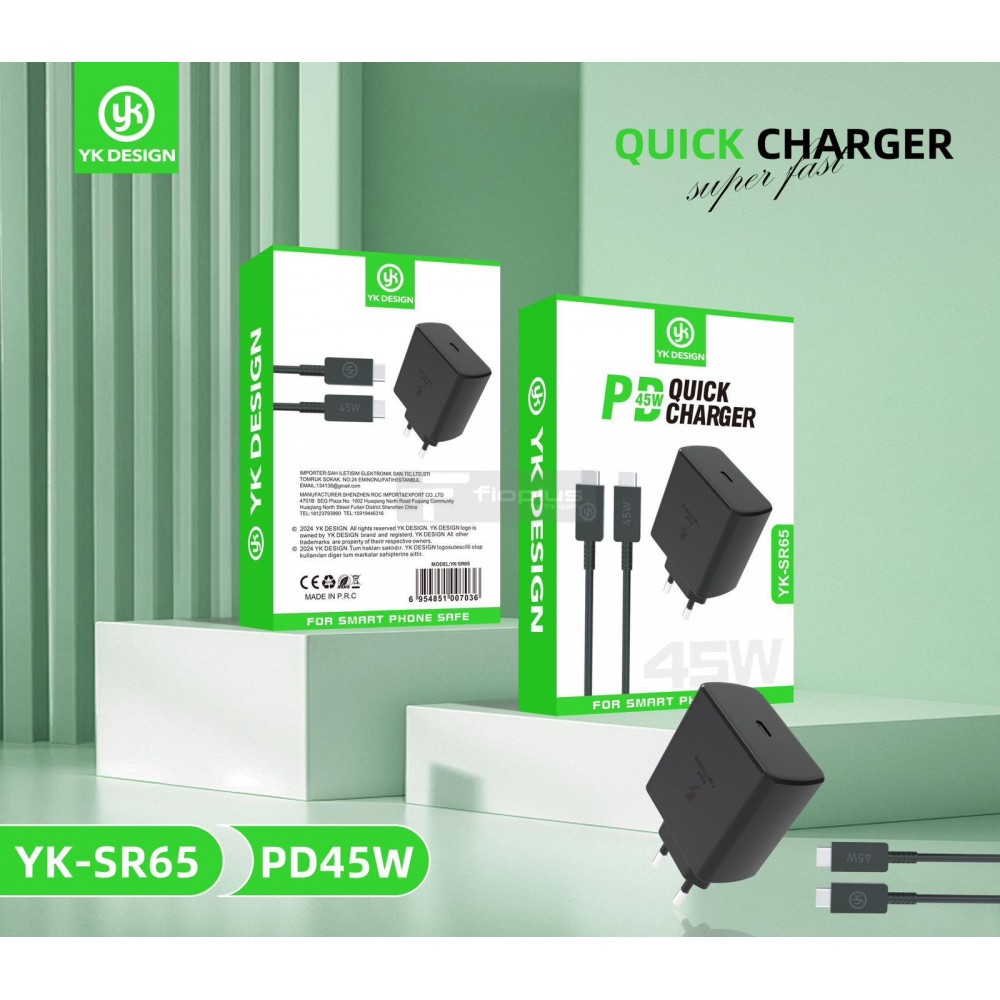 YK DESİGN Sr65 45w Pd Siyah Süper Hızlı Şarj YK DESİGN Sr65 45w Pd Siyah Süper Hızlı Şarj